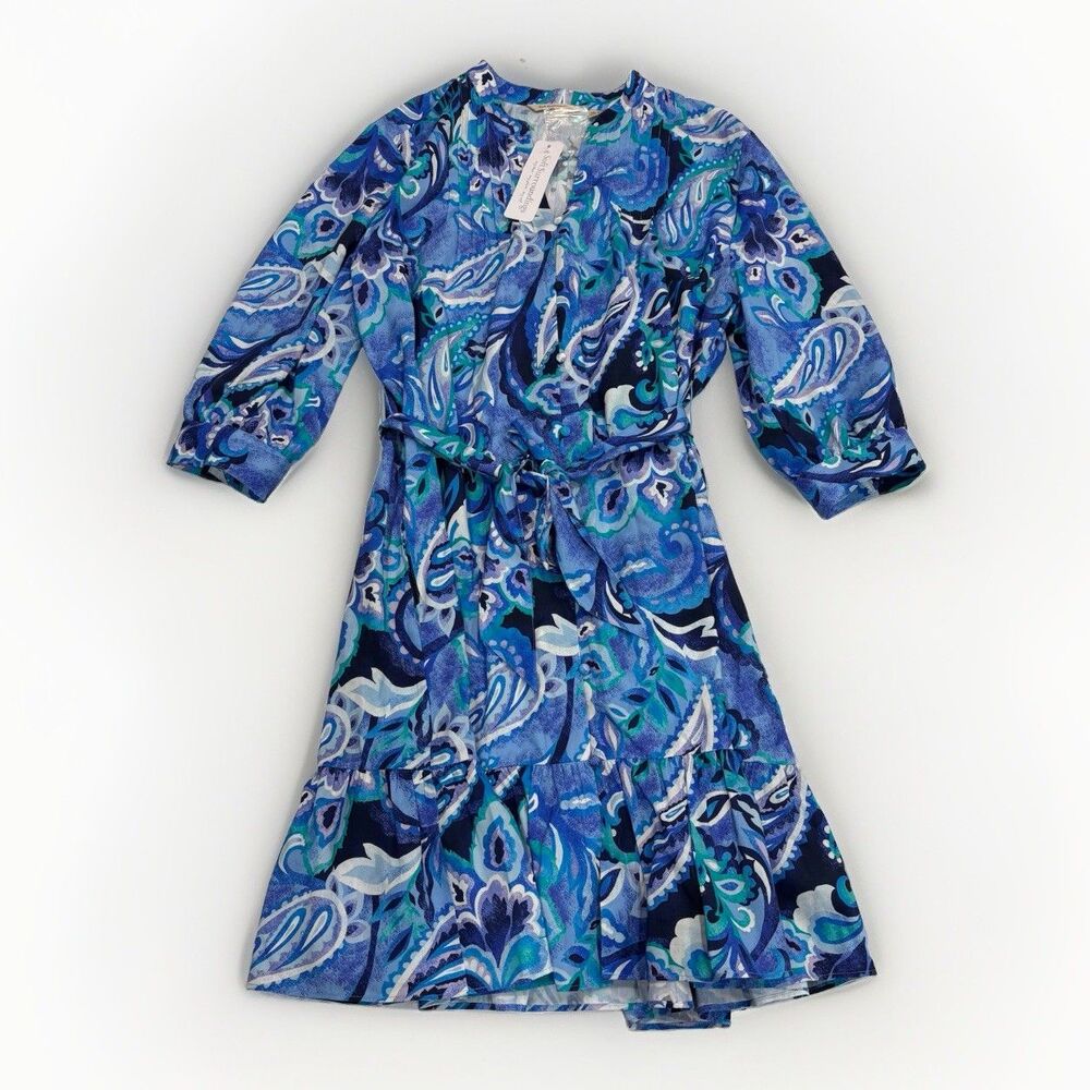 Soft Surroundings Dress Womens Size XL Petite Feyre Blue Paisley NWT